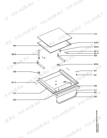 Взрыв-схема плиты (духовки) Aeg E81105-A - Схема узла Door 003